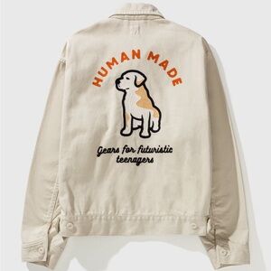 Human Made Beige Jacket with Orange and Black Embroidered Dog